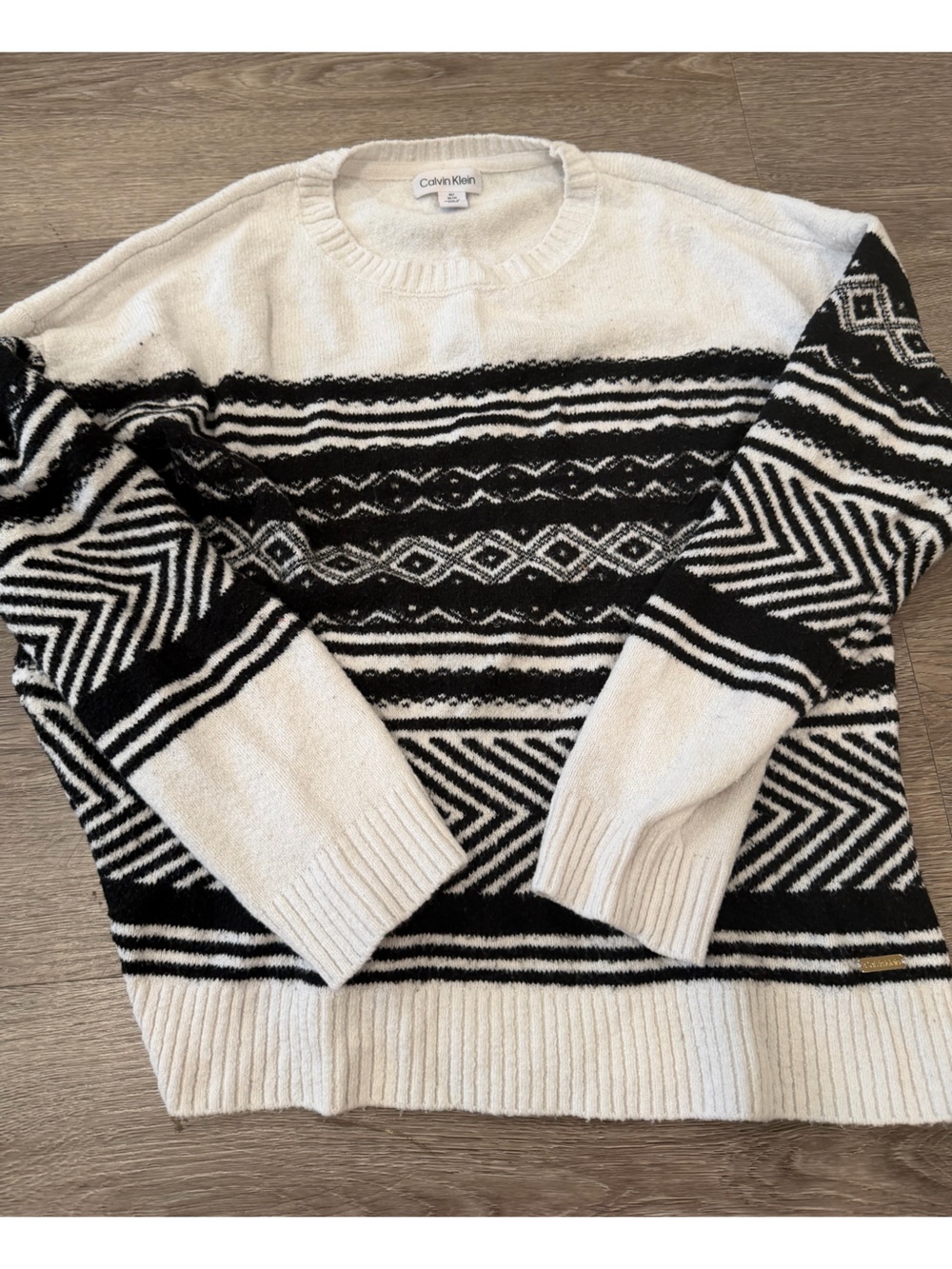 Calvin Klein Black & White Geometric Crewneck Sweater